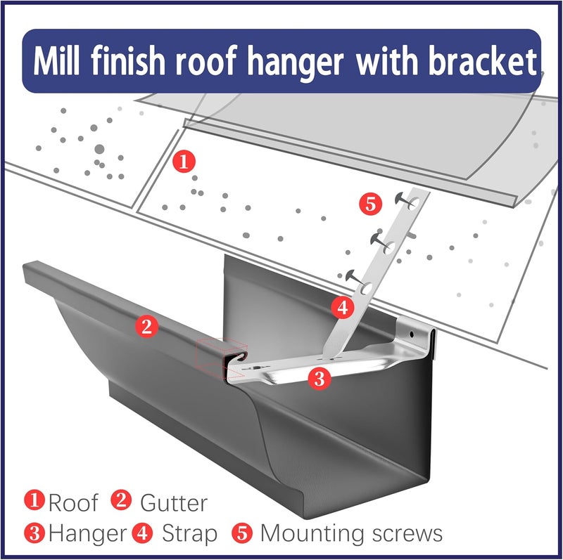 Mindoub 15 PACK 5" Aluminum Roof Gutter Hangers 5" Gutter Clips with Straps for Eavesless Fixing Aluminum and Steel Gutters with Rust-Resistant Screws Include Strong Durable Roof Gutter Support Solution - Image 4